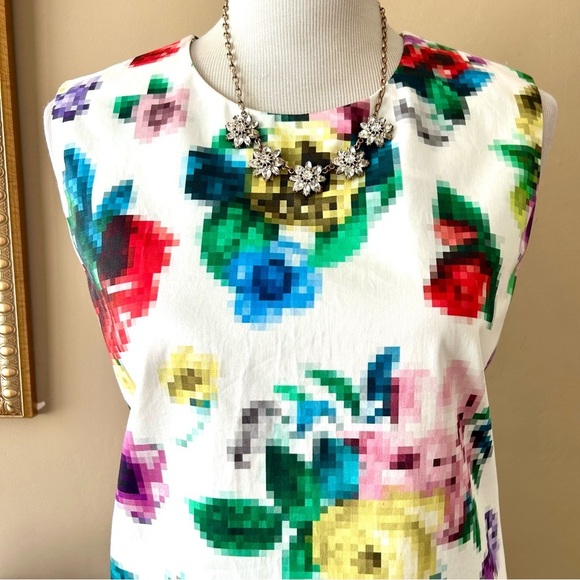 Love Moschino Floral Pixel Dress White Sleeveless Mini Stretch Cotton Size 8 - Picture 6 of 16